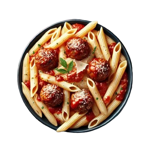 Penne with meatballs or sausage